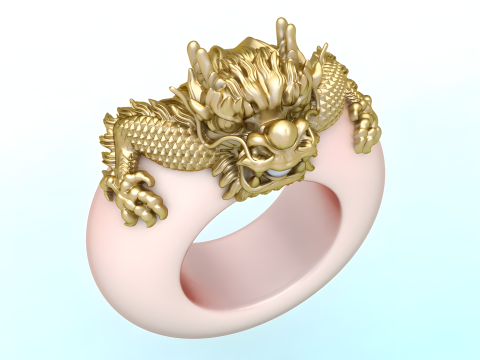 Dragon ring - Ivory ring - Ivory Elephants ring - N828128 3D Print Model