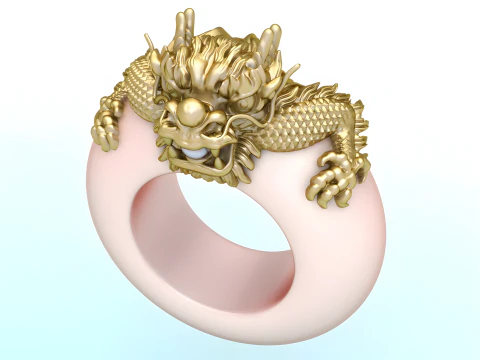 Dragon ring - Ivory ring - Ivory Elephants ring - N828128 3D Print Model
