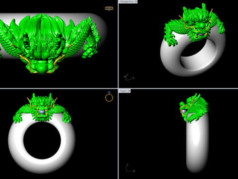 Dragon ring - Ivory ring - Ivory Elephants ring - N828128 3D Принт Модель
