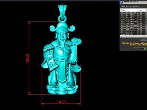 Caishen Pendant - God of Wealth Necklace - Amulet Feng Shui Jewelry - N935 3D Print Model