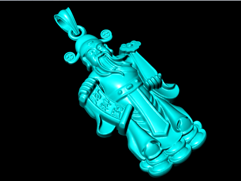 Caishen Pendant - God of Wealth Necklace - Amulet Feng Shui Jewelry - N935 3Dプリントモデル