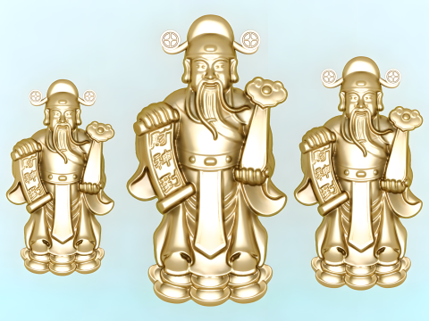 Caishen Pendant - God of Wealth Necklace - Amulet Feng Shui Jewelry - N829803 3Dプリントモデル