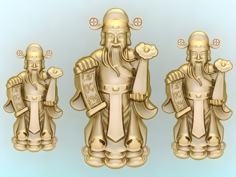 Caishen Pendant - God of Wealth Necklace - Amulet Feng Shui Jewelry - N829803 Modelo de Impressão 3D