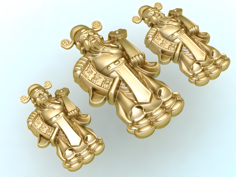 Caishen Pendant - God of Wealth Necklace - Amulet Feng Shui Jewelry - N829803 Modelo de Impressão 3D