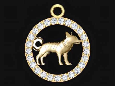 犬ペンダント - N1024 3Dプリントモデル