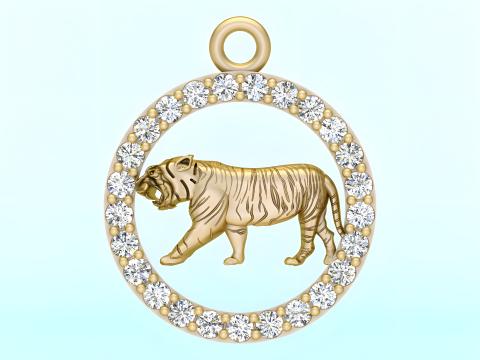 Tiger Pendant - Zodiac Pendant - N441 3D Принт Модель