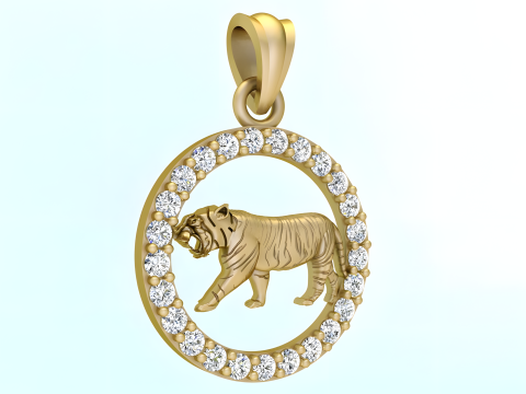 Tiger Pendant - Zodiac Pendant - N441 3D Принт Модель