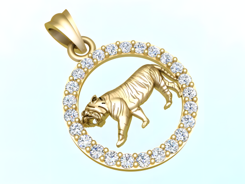 Tiger Pendant - Zodiac Pendant - N441 3D Принт Модель