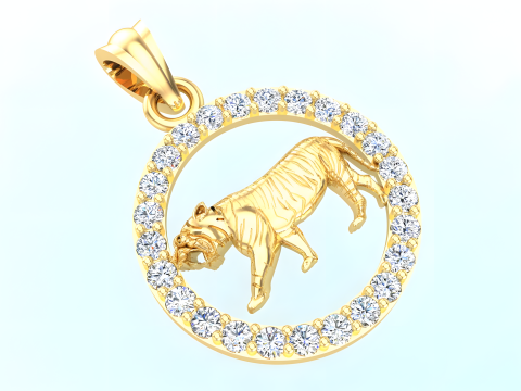 Tiger Pendant - Zodiac Pendant - N441 3D Принт Модель