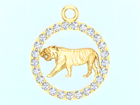 Tiger Pendant - Zodiac Pendant - N441 3D Принт Модель