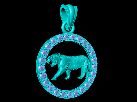Tiger Pendant - Zodiac Pendant - N441 3D Принт Модель