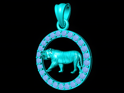 Tiger Pendant - Zodiac Pendant - N441 3D Принт Модель