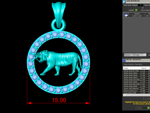 Tiger Pendant - Zodiac Pendant - N441 3D Принт Модель