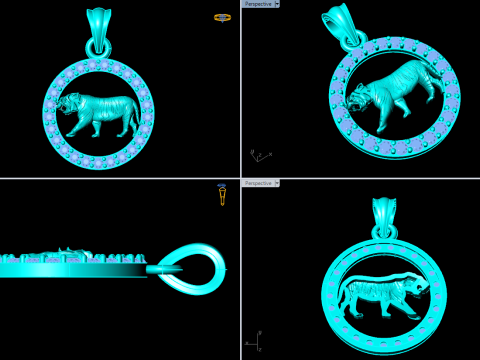 Tiger Pendant - Zodiac Pendant - N441 3D Принт Модель