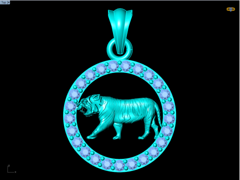 Tiger Pendant - Zodiac Pendant - N441 3D Принт Модель