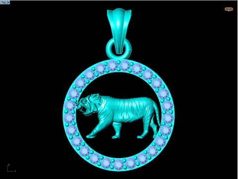 Tiger Pendant - Zodiac Pendant - N441 3D Print Model