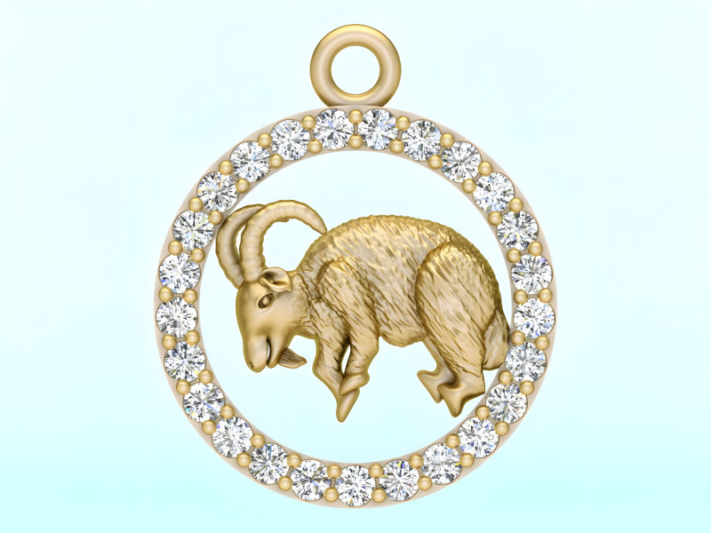 Goat Pendant - Zodiac Pendant - N829210 3D Принт Модель .c4d .max .obj .3ds .fbx .stl .blend