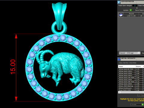 Goat Pendant - Zodiac Pendant - N829210 Model Cetak 3D