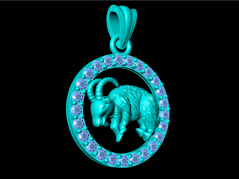 Goat Pendant - Zodiac Pendant - N829210 Model Cetak 3D