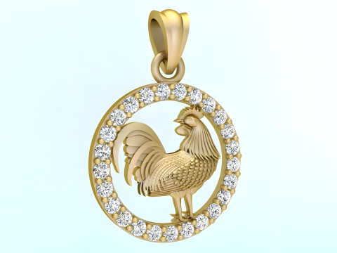Chicken Pendant - Zodiac Pendant - N739 Modelo de Impressão 3D