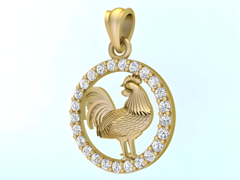 Chicken Pendant - Zodiac Pendant - N739 Modelo de Impressão 3D
