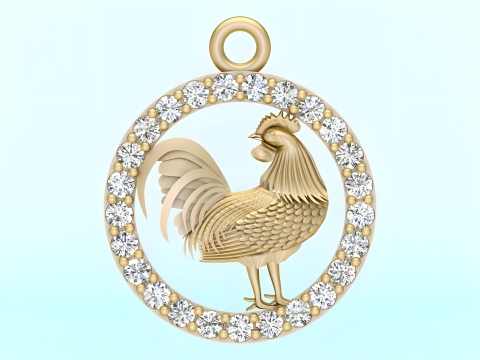 Chicken Pendant - Zodiac Pendant - N739 Modelo de Impressão 3D