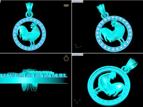 Chicken Pendant - Zodiac Pendant - N739 Modelo de Impressão 3D
