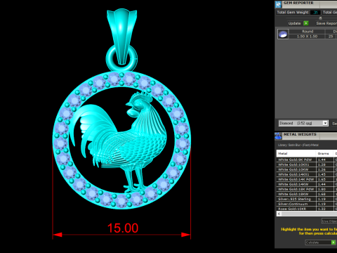 Chicken Pendant - Zodiac Pendant - N739 Modelo de Impressão 3D