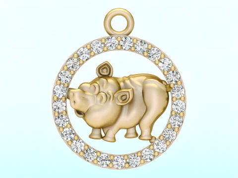 Domuz Kolye - Bur&ccedil; Kolye - N541 3D Baskı Modeli