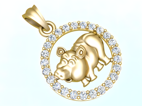 Pig Pendant - Zodiac Pendant - N541 3D 打印模型