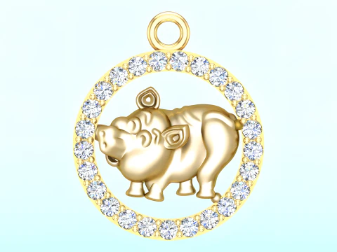 Pig Pendant - Zodiac Pendant - N541 3D Print Model