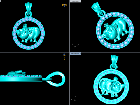 Pig Pendant - Zodiac Pendant - N541 3D 打印模型