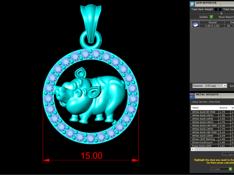 Pig Pendant - Zodiac Pendant - N541 3D 打印模型