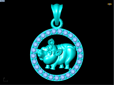 Pig Pendant - Zodiac Pendant - N541 3D 打印模型