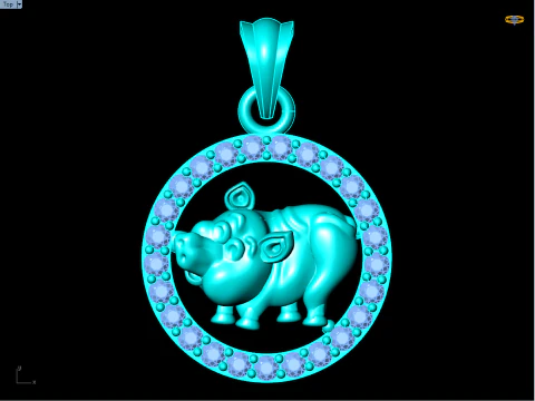 Pig Pendant - Zodiac Pendant - N541 3D Print Model