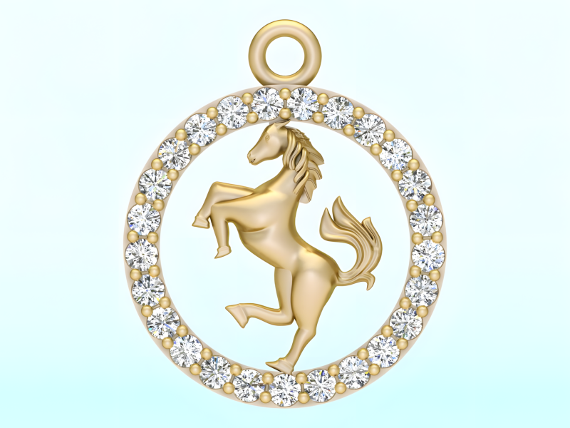 Horse pendant - Zodiac pendant - N830751 3D Print Model .c4d .max .obj .3ds .fbx .stl .blend 
