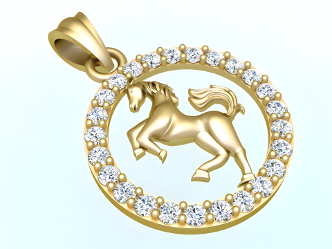 Horse pendant - Zodiac pendant - N830751 3D Print Model
