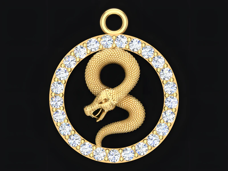 Ciondolo serpente - Ciondolo zodiaco - N830718 Modello di stampa 3D .c4d .max .obj .3ds .fbx .stl .blend 