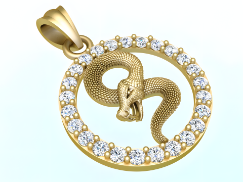 Snake pendant - Zodiac pendant - N830718 Modello di stampa 3D