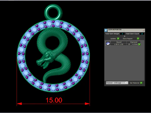 Ciondolo serpente - Ciondolo zodiaco - N830718 Modello di stampa 3D
