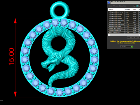 Snake pendant - Zodiac pendant - N830718 Modello di stampa 3D