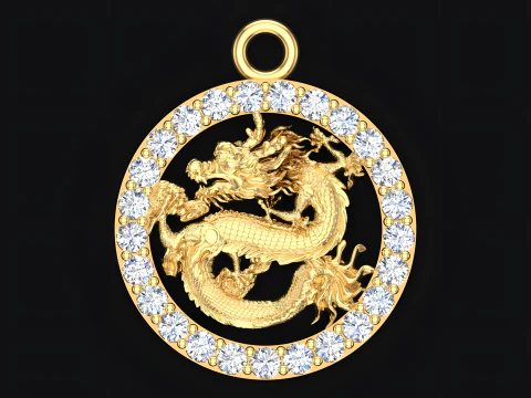 Кулон Дракон - Кулон Зодіак - N830830 3D Принт Модель