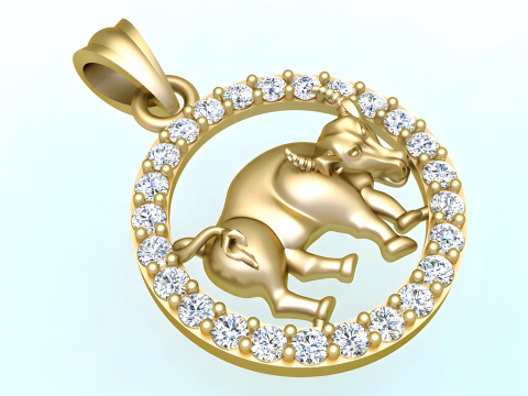 Buffalo Pendant - Bull Necklace - Zodiac Ox Jewelry - Animal Pendant STL - N159 3Dプリントモデル