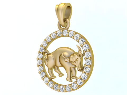Buffalo Pendant - Bull Necklace - Zodiac Ox Jewelry - Animal Pendant STL - N159 3Dプリントモデル