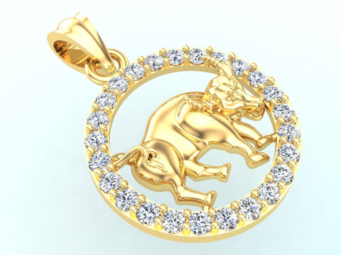 Buffalo Pendant - Bull Necklace - Zodiac Ox Jewelry - Animal Pendant STL - N159 3Dプリントモデル