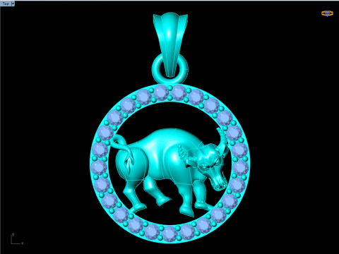 Buffalo Pendant - Bull Necklace - Zodiac Ox Jewelry - Animal Pendant STL - N159 3Dプリントモデル