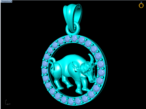 Buffalo Pendant - Bull Necklace - Zodiac Ox Jewelry - Animal Pendant STL - N159 3Dプリントモデル