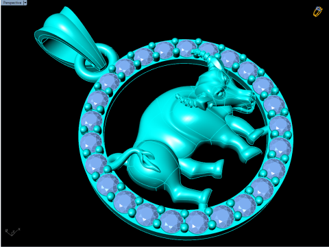 Buffalo Pendant - Bull Necklace - Zodiac Ox Jewelry - Animal Pendant STL - N159 3Dプリントモデル