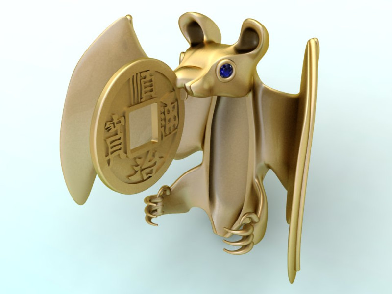 Bat Jewelry - Bat Pendant - N830855 3D Print Model .c4d .max .obj .3ds .fbx .stl .blend