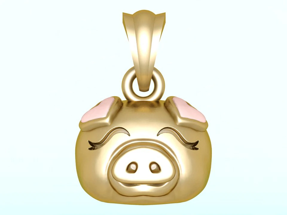 Pig head pendant - Zodiac pendant - N837 3D Print Model .c4d .max .obj .3ds .fbx .stl .blend 
